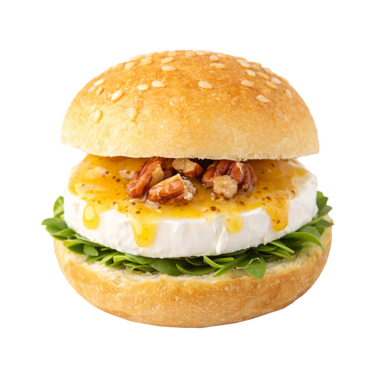5 mini burgers chèvre, miel, moutarde & noix de pécan