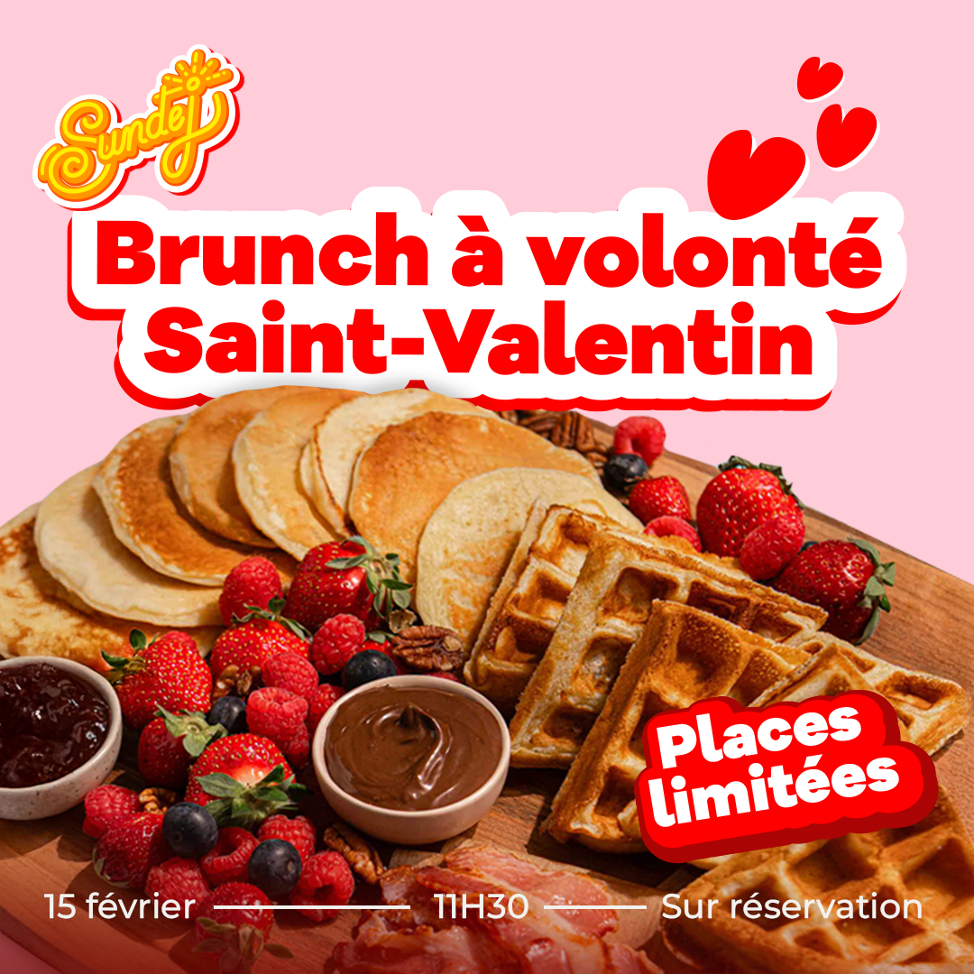 💘🥞 Brunch à volonté de Saint-Valentin – Dimanche 15 février 2026 🥂💘
