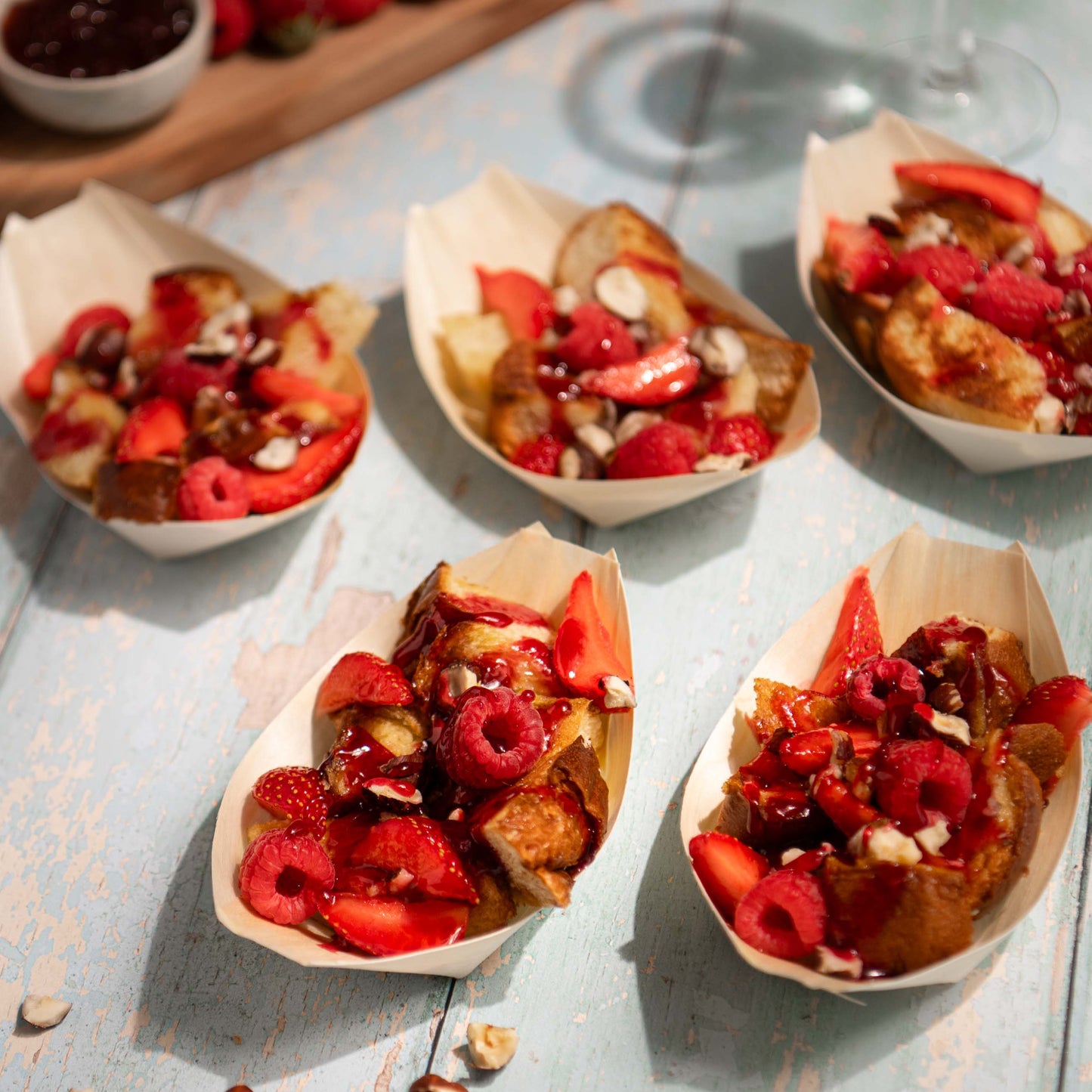 5 mini brioches perdues fraises framboises noisettes