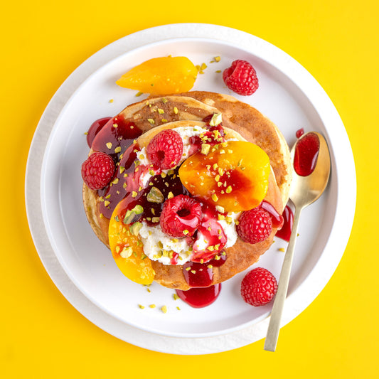 Pancakes Pêche Framboise & Pistache ☀️