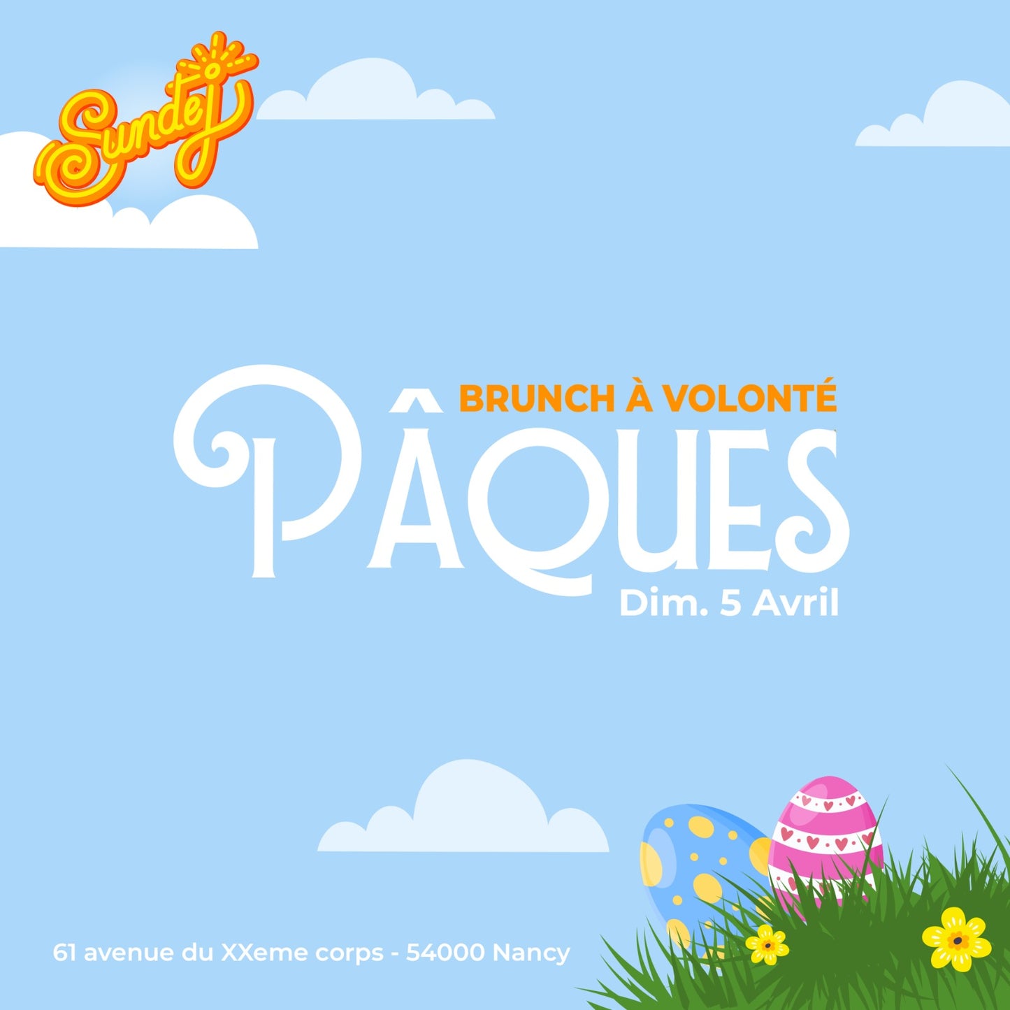 🐣🍫 Brunch de Pâques à volonté – Dimanche 05 avril 🍫🐣