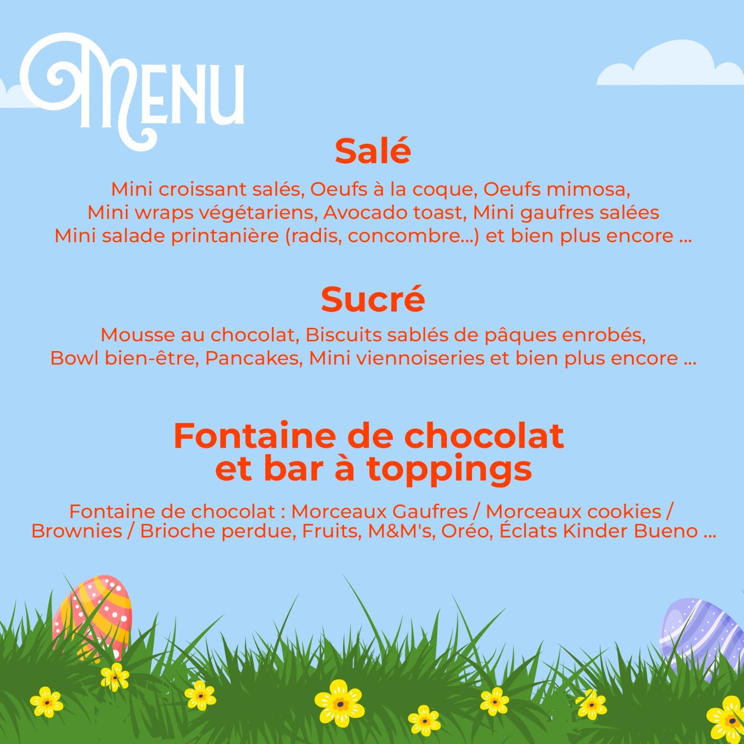 🐣🍫 Brunch de Pâques à volonté – Dimanche 05 avril 🍫🐣