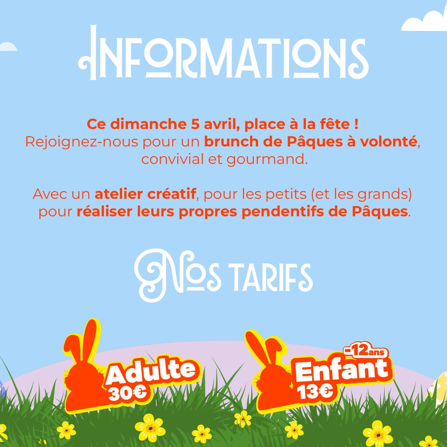🐣🍫 Brunch de Pâques à volonté – Dimanche 05 avril 🍫🐣
